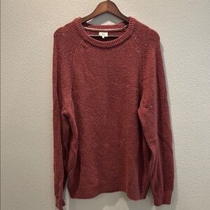 Faaherty Burgandy Donegal Thick Wool Blend Crewneck Sweater
